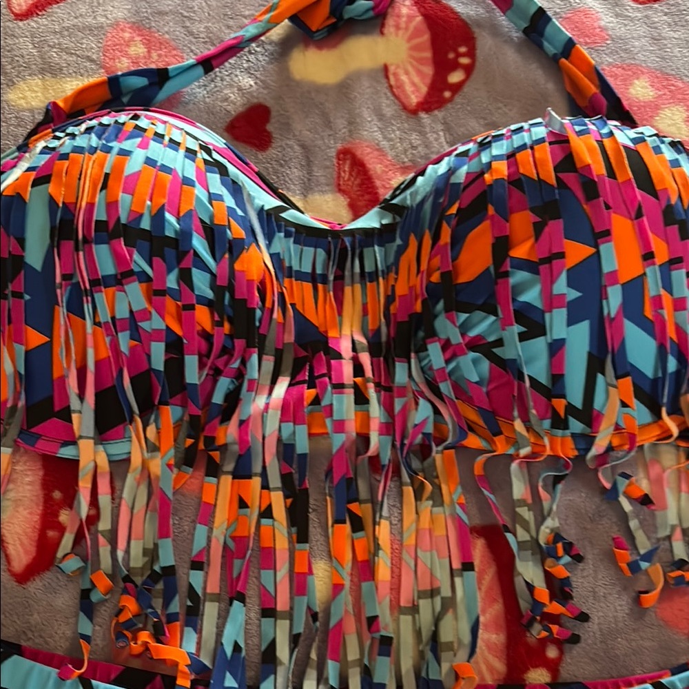 Colorful Fringe Bikini Set - Picture 2 of 5